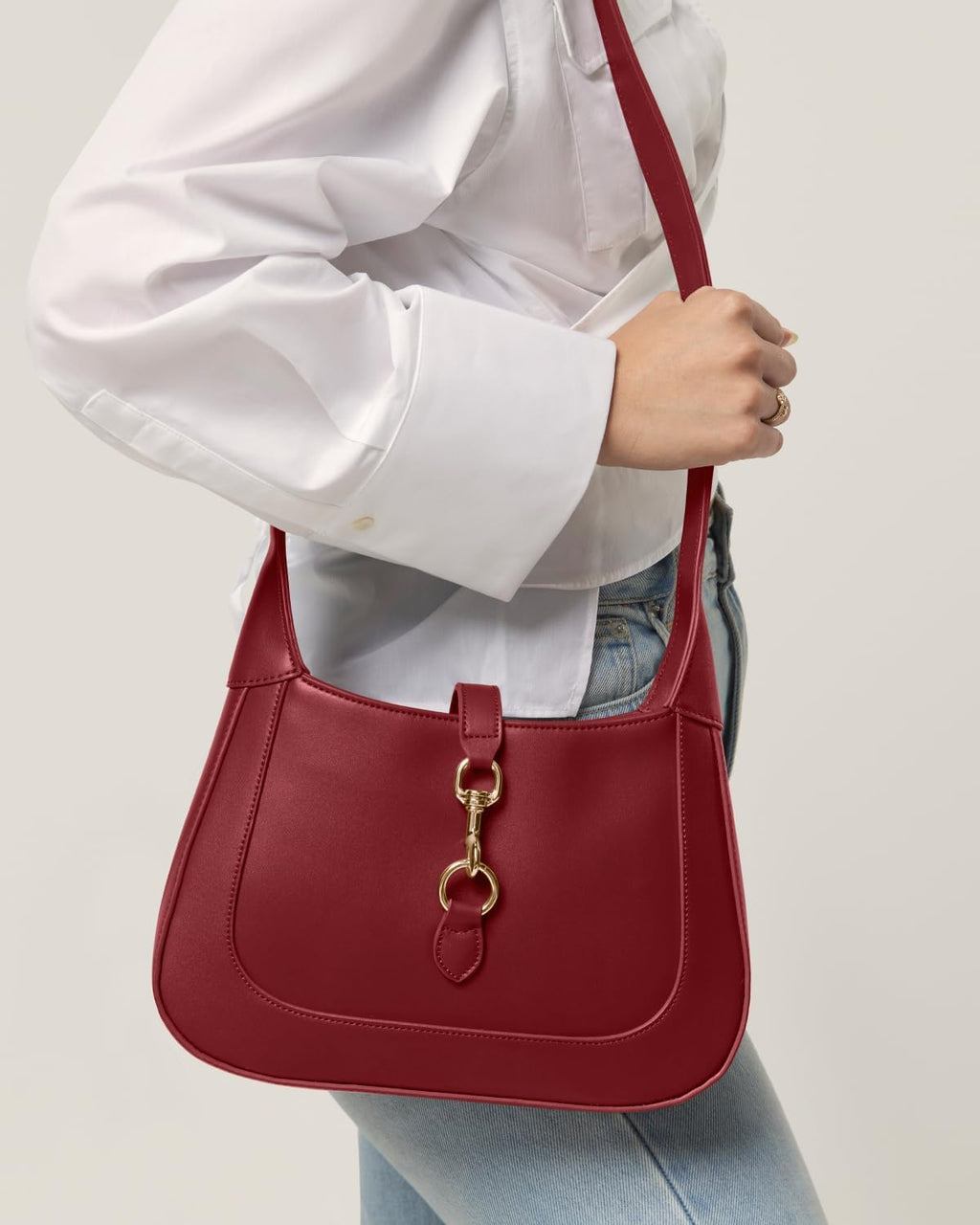 Shoulder Bag for Women - Small Shoulder Purses - Top Handle Structured Handbags - Adjustable Strap Vegan Leather