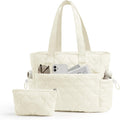 TOPEAST Tote Bag for Women Puffy Tote Travel Bag, Light 15.6" Laptop Work Handbag, Quilted Shoulder Bag Purse for Student Gym