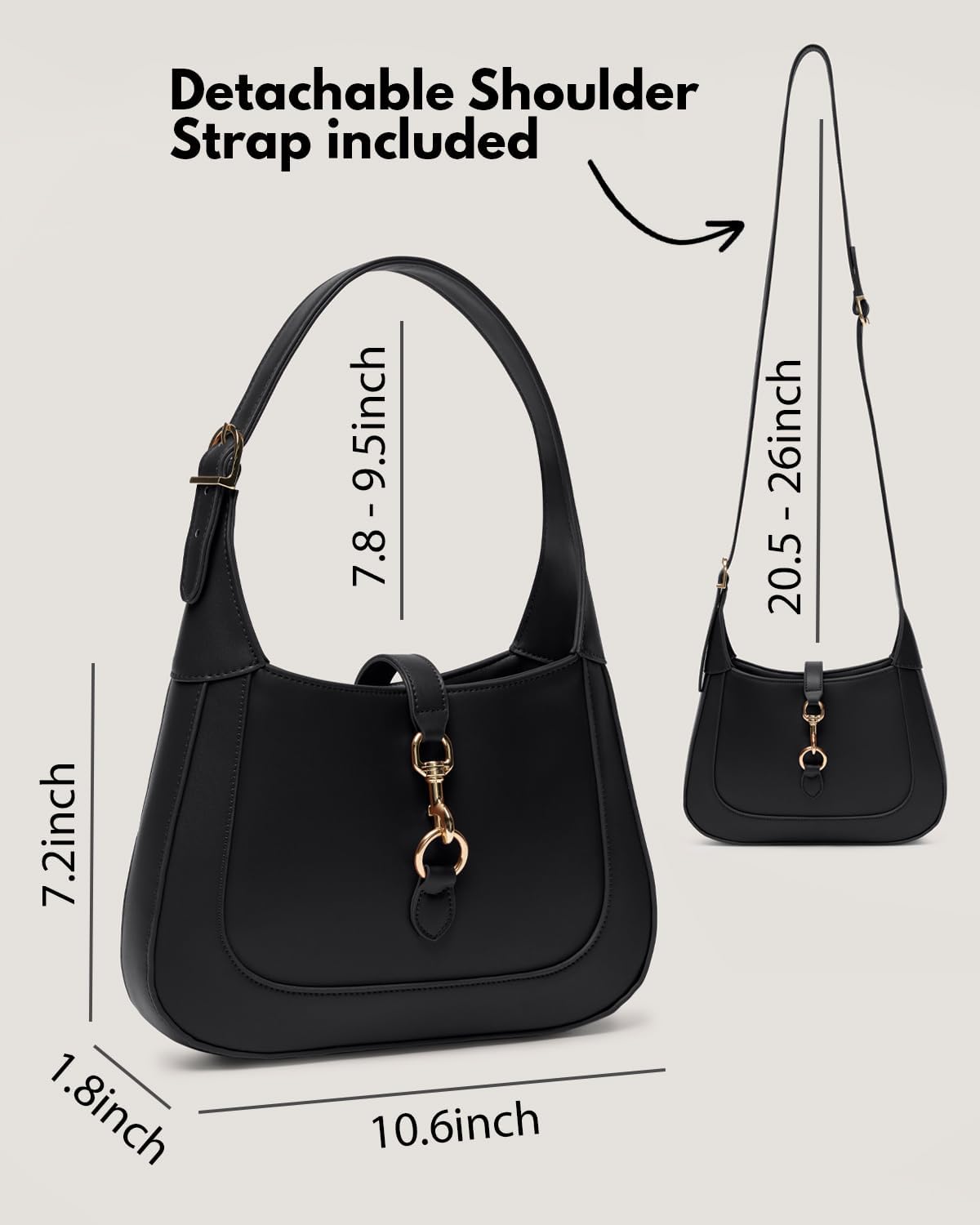Shoulder Bag for Women - Small Shoulder Purses - Top Handle Structured Handbags - Adjustable Strap Vegan Leather