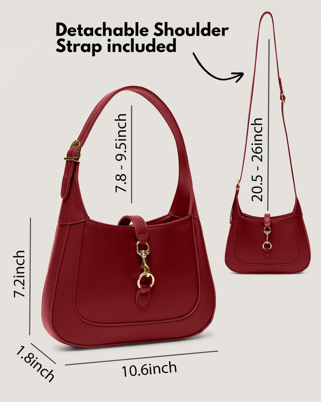 Shoulder Bag for Women - Small Shoulder Purses - Top Handle Structured Handbags - Adjustable Strap Vegan Leather