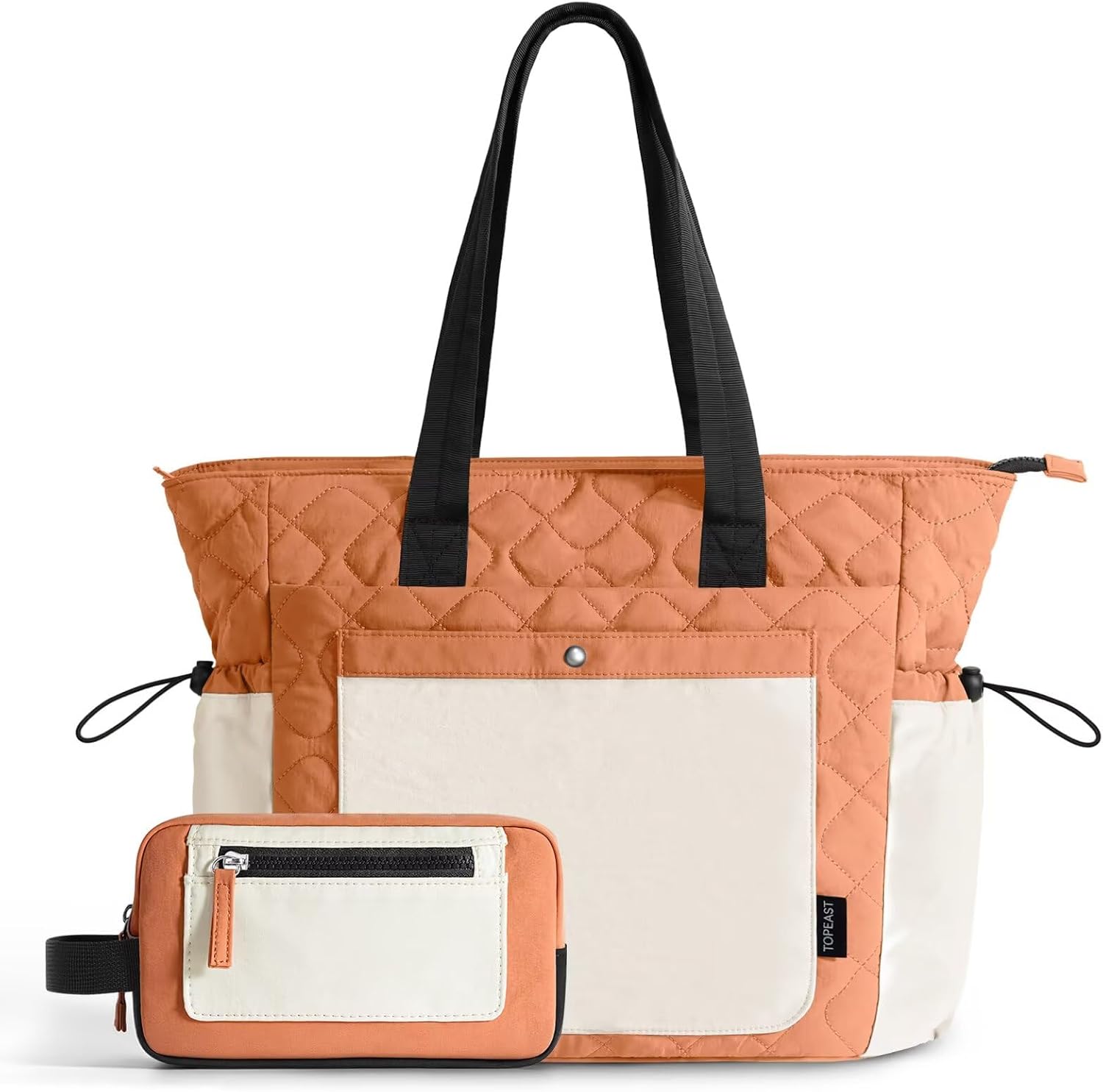 TOPEAST Tote Bag for Women, Lightweight Puffer Tote Bag with Zipper, Work Bags for Nurse Teacher, Travel Puffy Handbag