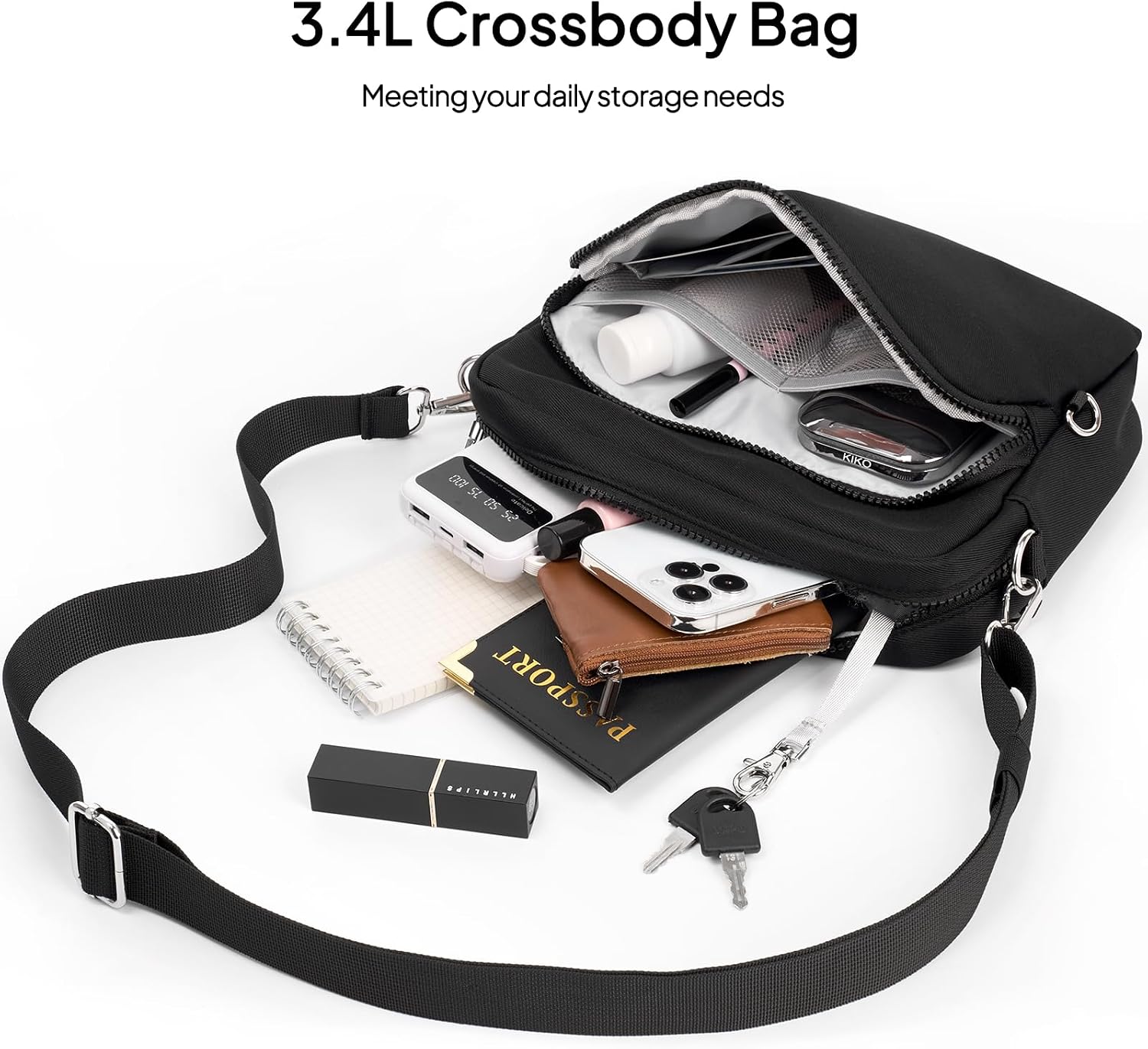 TOPEAST Anti-Theft Crossbody Travel Bag for Women Men, Lightweight Shoulder Bag Classic Design for Trip, Daily Use, Sport