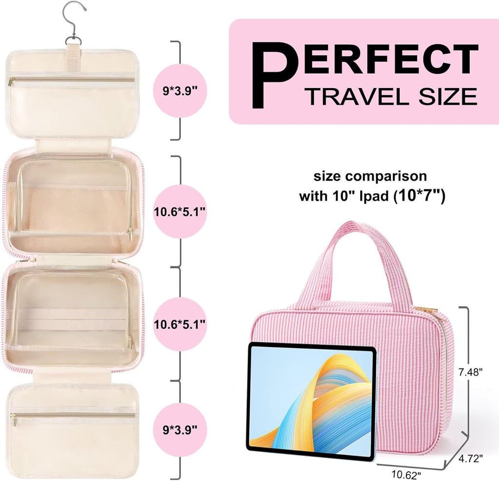 TOPEAST Travel Hanging Toiletry Bag, Personalized Initial Toiletry Pouch, Birthday Gifts for Women Mom Daughter Sister Friends, Cruise Essentials, Pink K