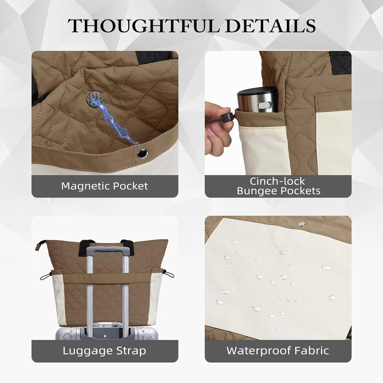 TOPEAST Tote Bag for Women, Lightweight Puffer Tote Bag with Zipper, Work Bags for Nurse Teacher, Travel Puffy Handbag