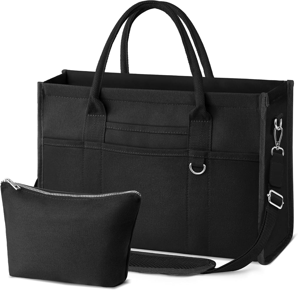 TOPEAST Canvas Tote Bag for Women, Women's Crossbody Handbag for Work Travel, Large Tote Bag with Compartments