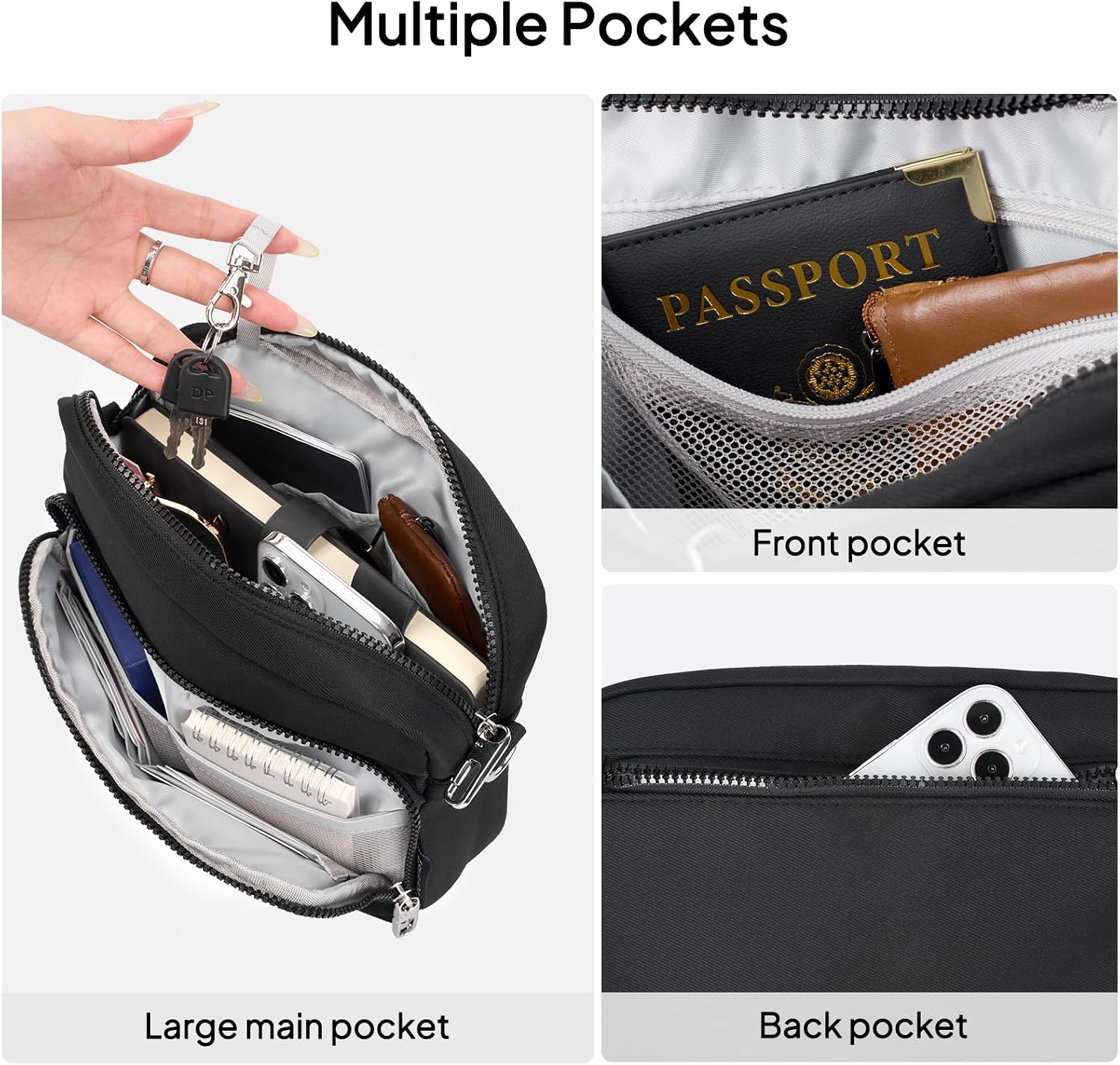 TOPEAST Anti-Theft Crossbody Travel Bag for Women Men, Lightweight Shoulder Bag Classic Design for Trip, Daily Use, Sport