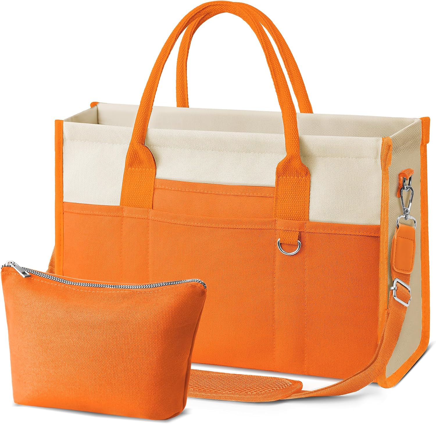 TOPEAST Canvas Tote Bag for Women, Women's Crossbody Handbag for Work Travel, Large Tote Bag with Compartments