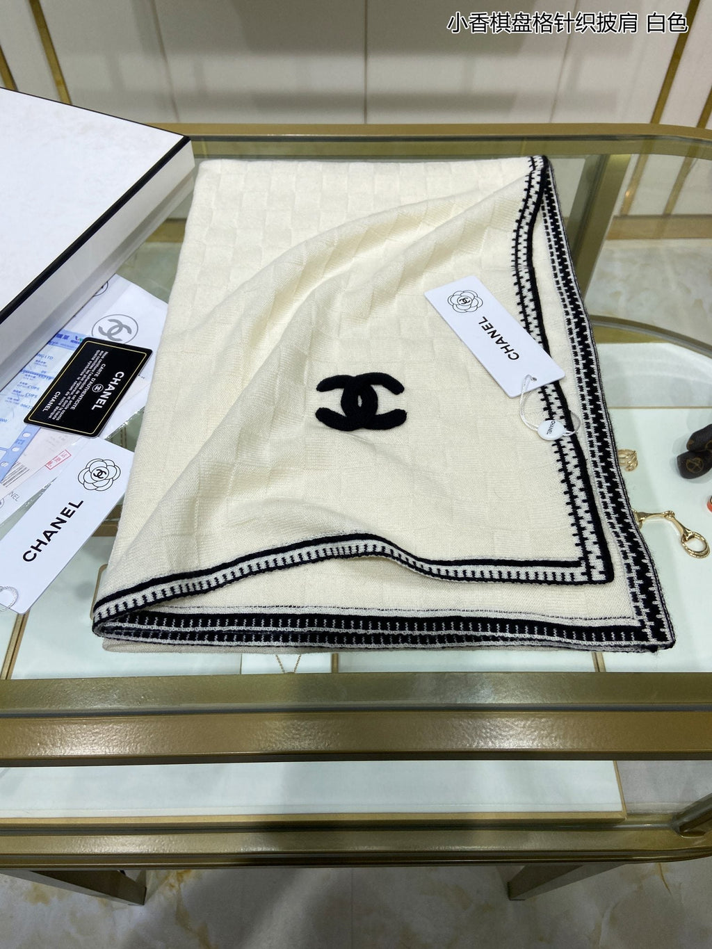 Creamy white 100% cashmere scarf