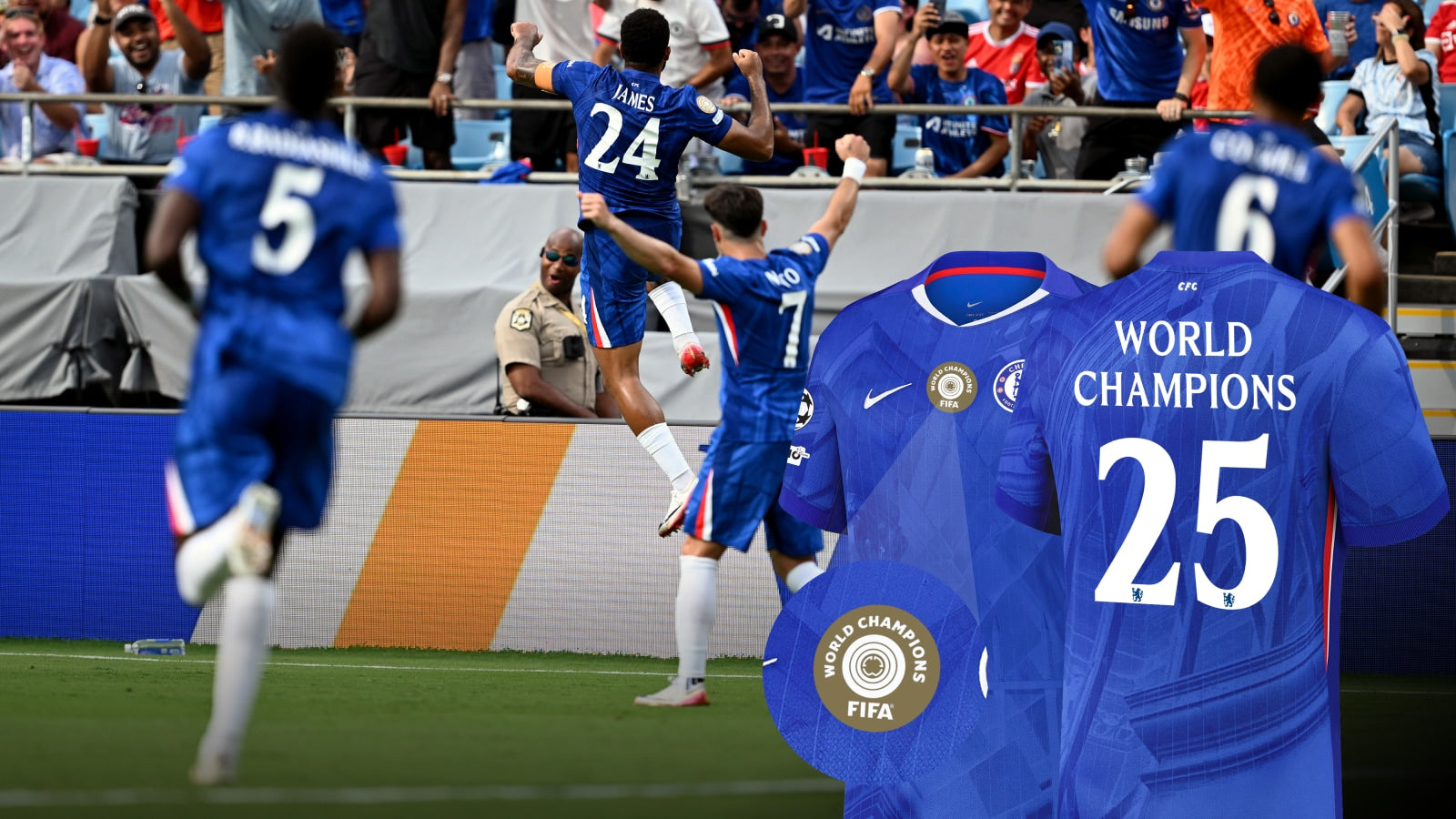 Kids Chelsea Home Kit 25/26 with World Champions 25 printing