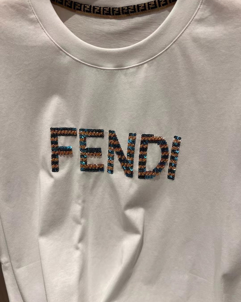 SEQUINED COTTON T-SHIRT