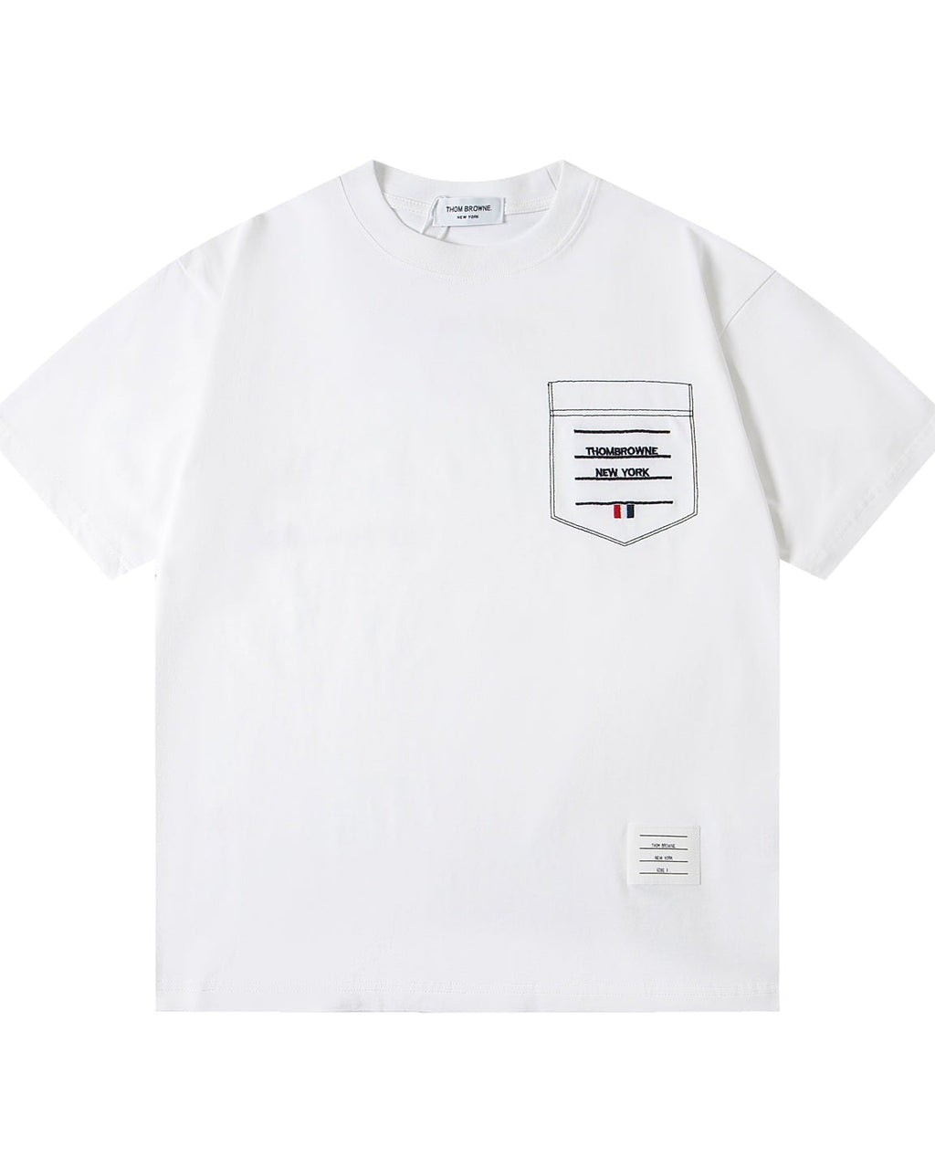 Embroidered pocket cotton T-shirt