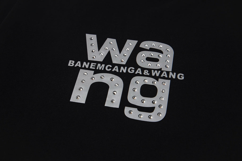 Rivet inlaid with concave silicone reflective T-shirt